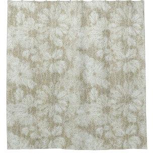 Floral Daisy Velvety Cream Texture Shower Curtain