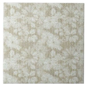 Floral Daisy Velvety Cream Texture Tile