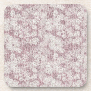 Floral Daisy Velvety Dusty Pink Coaster