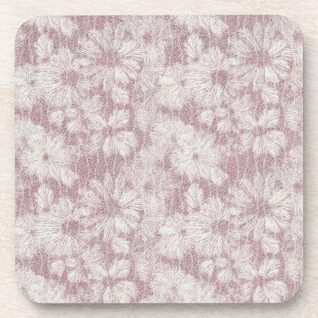 Floral Daisy Velvety Dusty Pink Coaster (Front)