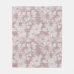 Floral Daisy Velvety Dusty Pink Fleece Blanket
