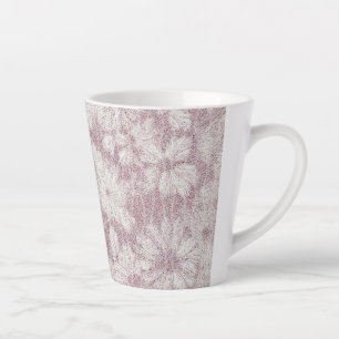 Floral Daisy Velvety Dusty Pink Latte Mug