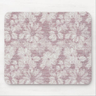 Floral Daisy Velvety Dusty Pink Mouse Pad