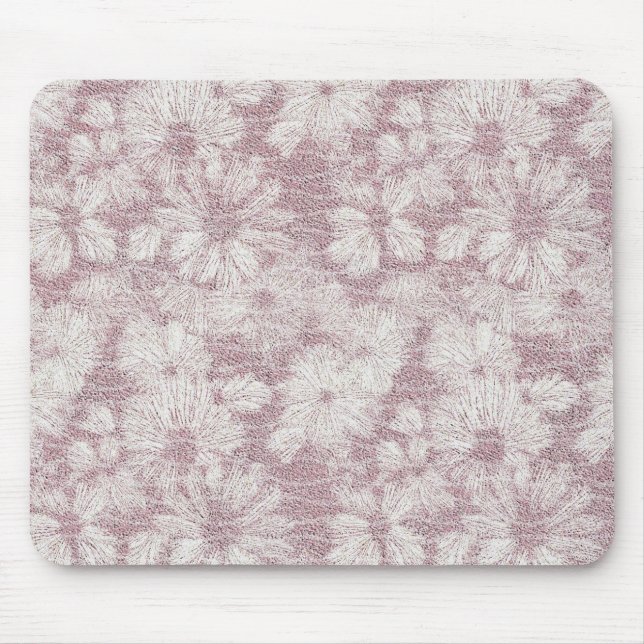 Floral Daisy Velvety Dusty Pink Mouse Pad (Front)