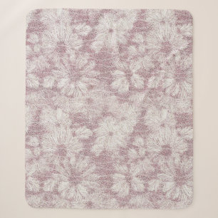 Floral Daisy Velvety Dusty Pink Sherpa Blanket
