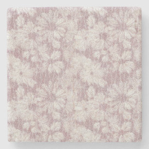 Floral Daisy Velvety Dusty Pink Stone Coaster
