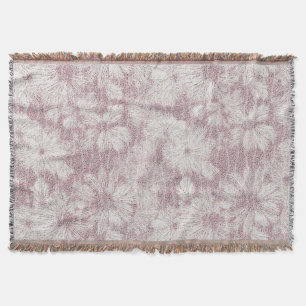 Floral Daisy Velvety Dusty Pink Throw Blanket