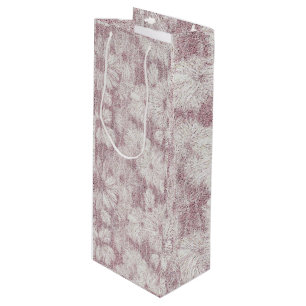 Floral Daisy Velvety Dusty Pink Wine Gift Bag