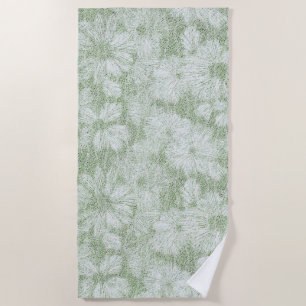 Floral Daisy Velvety LIme Green Beach Towel