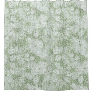 Floral Daisy Velvety LIme Green Shower Curtain