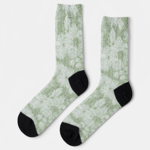 Floral Daisy Velvety LIme Green Socks
