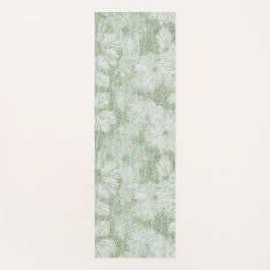 Floral Daisy Velvety LIme Green Yoga Mat