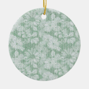Floral Daisy Velvety Mint Green  Ceramic Tree Decoration