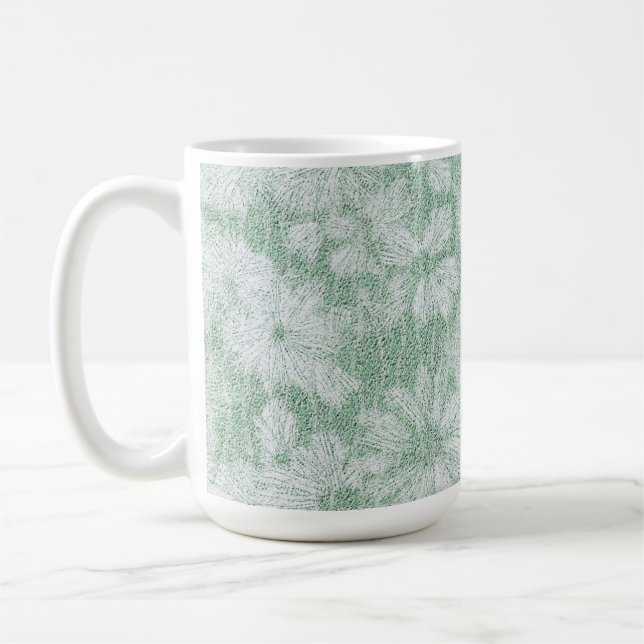 Floral Daisy Velvety Mint Green  Coffee Mug (Left)