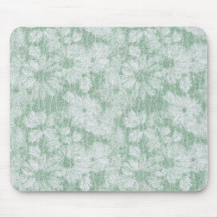 Floral Daisy Velvety Mint Green Mouse Pad