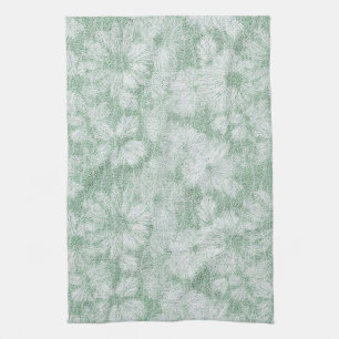 Floral Daisy Velvety Mint Green Tea Towel