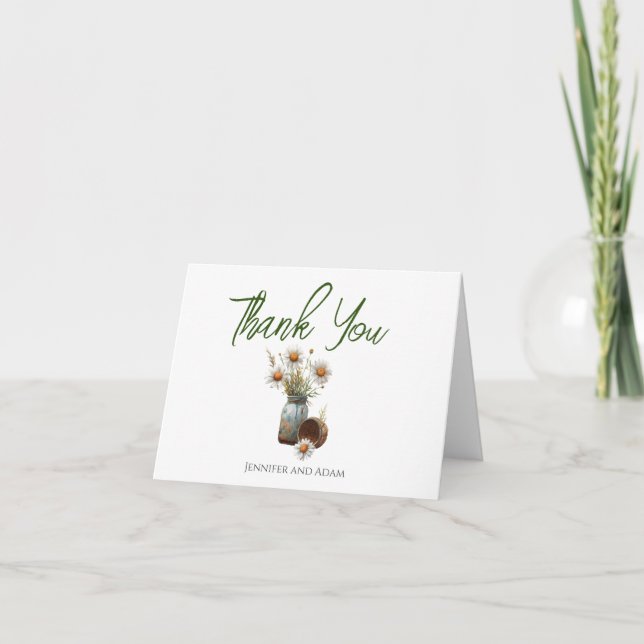 Floral Daisy Wedding Thank You Notes (Front)