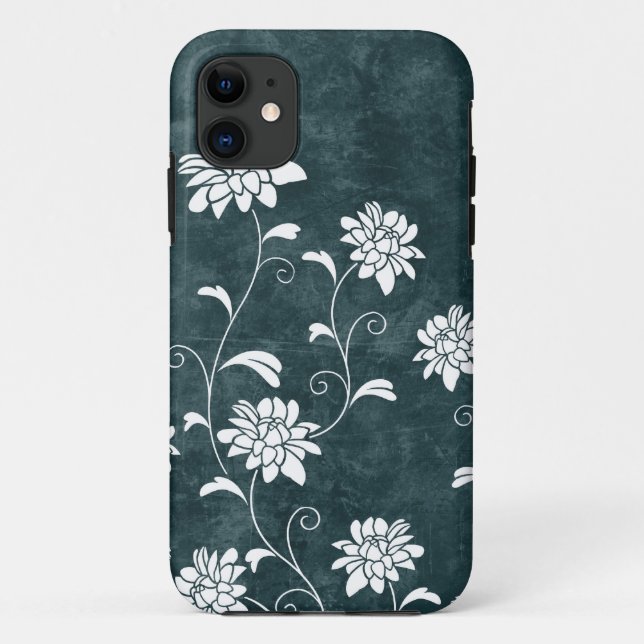 Floral damask blue & white flowers girly chic Case-Mate iPhone case (Back)
