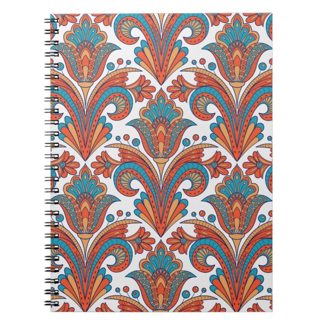 Floral damask colourful seamless pattern notebook (Front)
