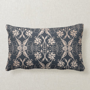 Floral damask golden pattern lumbar cushion