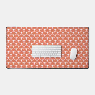 Floral Damask Pattern Red & Pink Desk Mat