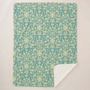 Floral/Damask Pattern Sherpa Blanket