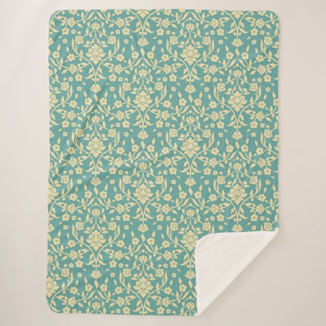 Floral/Damask Pattern Sherpa Blanket (Front)
