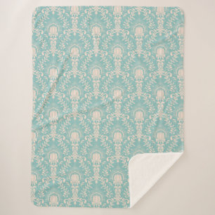 Floral/Damask Pattern Sherpa Blanket