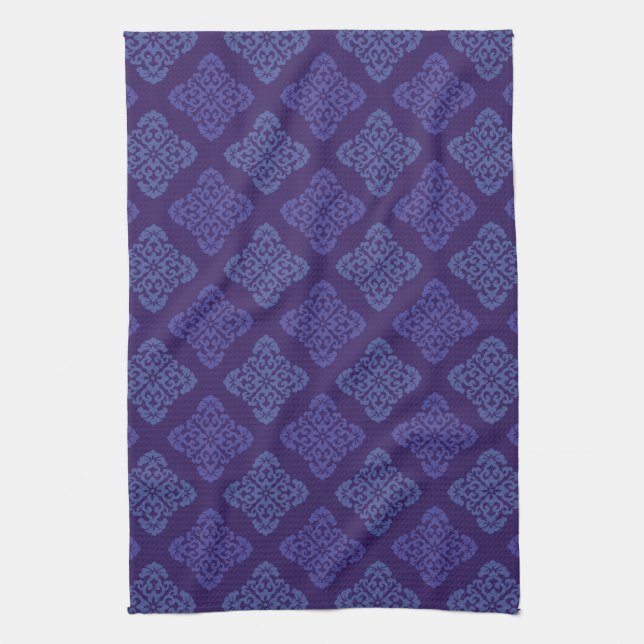 Floral Damask Pattern Tea Towel (Vertical)