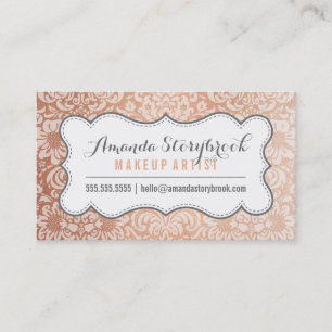FLORAL DAMASK PATTERN trendy vintage rose gold Business Card