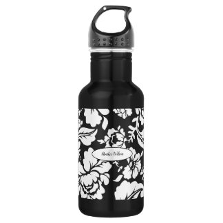 Floral Damask Pretty Water Bottle with Name