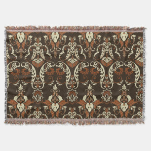 Floral damask print: vintage seamless. throw blanket