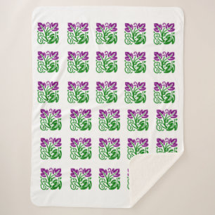Floral Damask Sherpa Blanket