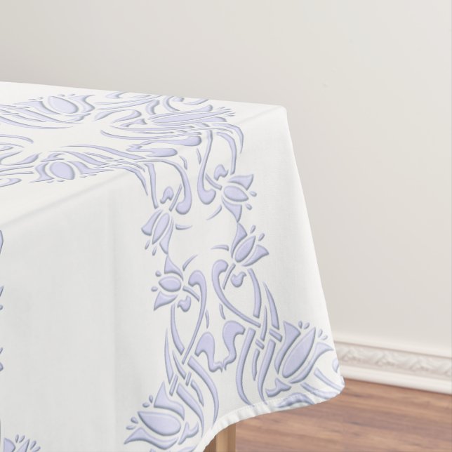 floral damask violet pattern tablecloth (In Situ)