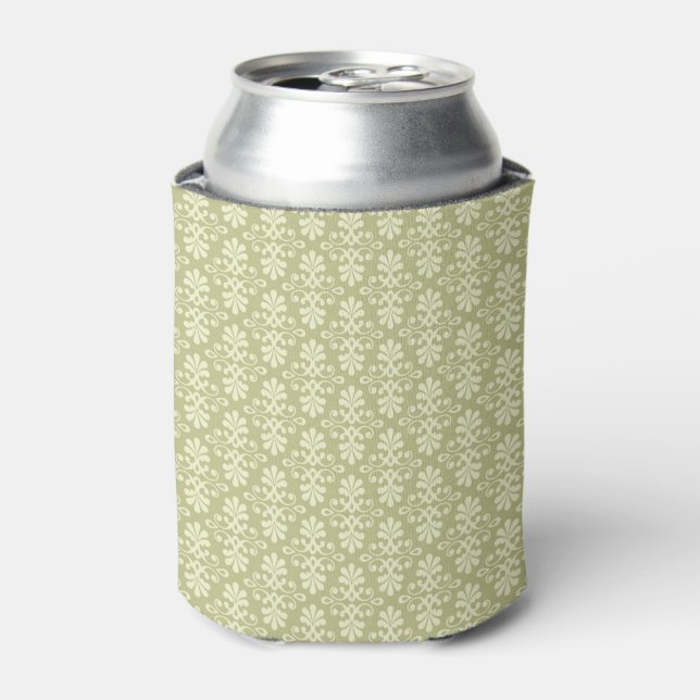 Floral damask wallpaper can cooler (Can Front)