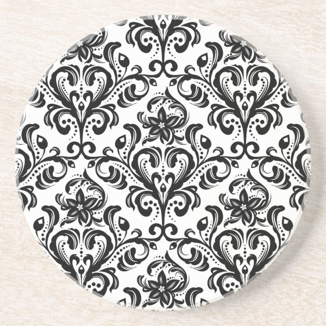 Floral damask wallpaper coaster (Front)