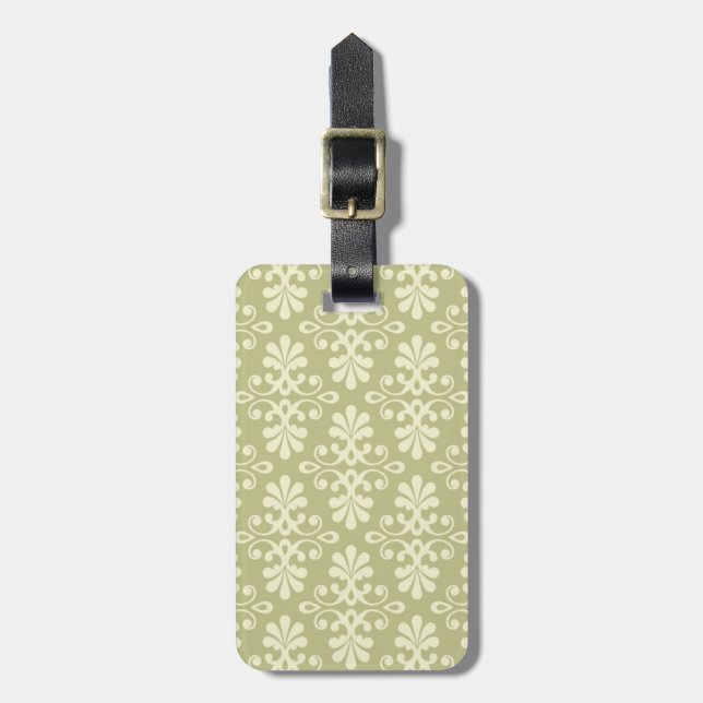 Floral damask wallpaper luggage tag (Front Vertical)
