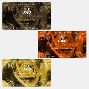 Floral Dark Brown Orange Yellow Product Label Logo