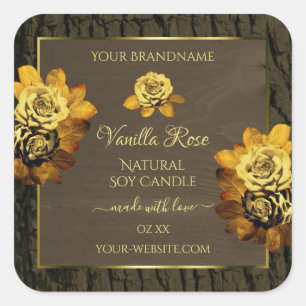 Floral Dark Brown Tree Bark Grain Product Labels