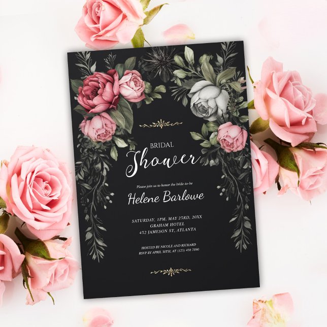 Floral Dark Gothic Bridal Shower Invitation (Floral Dark Gothic Bridal Shower Invitation)