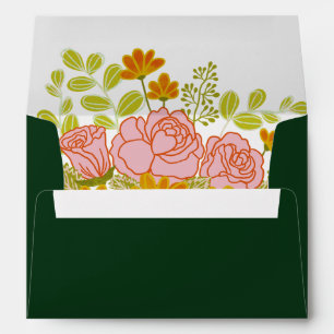 Floral Dark Green Wedding Botanic Envelope