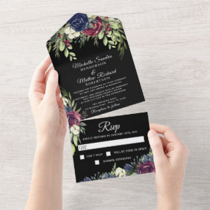 Floral Dark & Moody  Wedding  All In One All In All In One Invitation