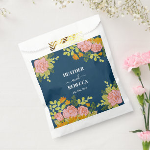 Floral Dark Navy Blue Wedding Botanic Gift Favour Bags