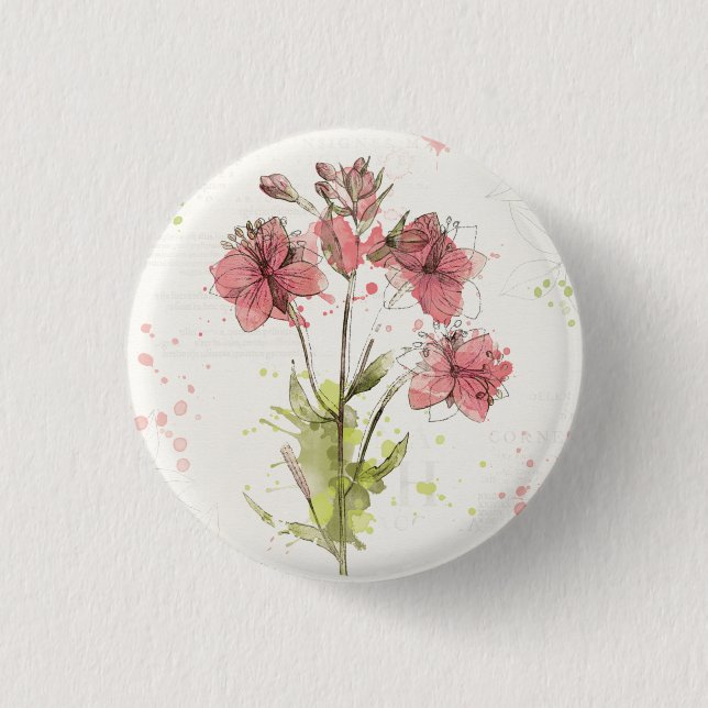 Floral Dark Pink Splash 3 Cm Round Badge (Front)