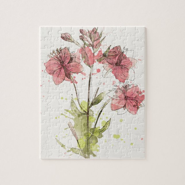 Floral Dark Pink Splash Jigsaw Puzzle (Vertical)