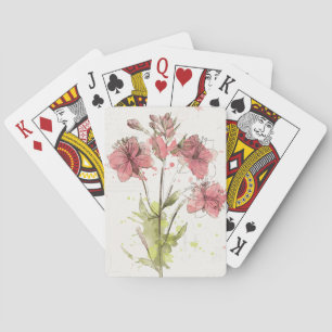 Floral Dark Pink Splash Playing Cards