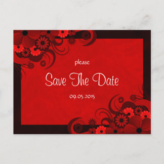 Floral Dark Red Gothic Save The Date Announcements