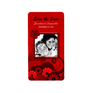 Floral Dark Red Gothic Save The Date Wine Labels