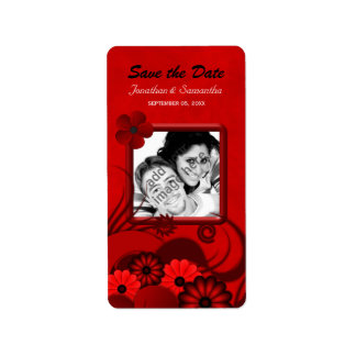 Floral Dark Red Gothic Save The Date Wine Labels