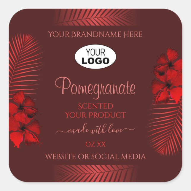 Floral Dark Red Product Labels Hawaii Flowers Logo (Front)